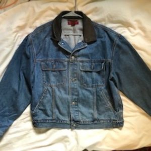 Vintage Denim Jacket with leather collar